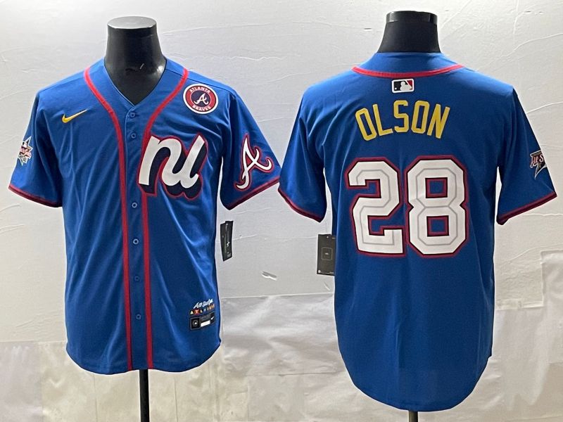 Men 2025 Atlanta Braves #28 Olson Blue All star Nike MLB Jersey style 09->seattle mariners->MLB Jersey